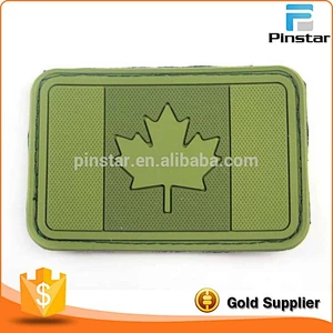 Custom green Canada flag soft rubber PVC patch