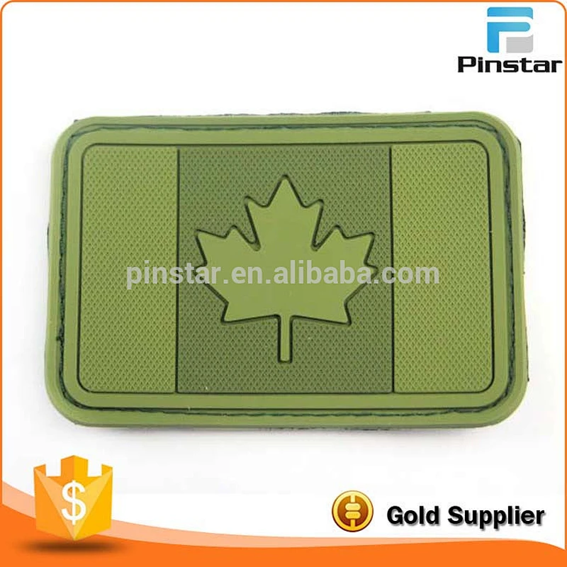 Custom green Canada flag soft rubber PVC patch
