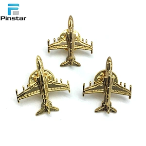Men Gold Silver Metal 3D Model Airplane Aircraft Lapel Pins China