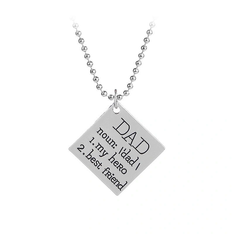 Custom Personalized Gift Father's Day Metal Keyring Necklace DAD Keychain