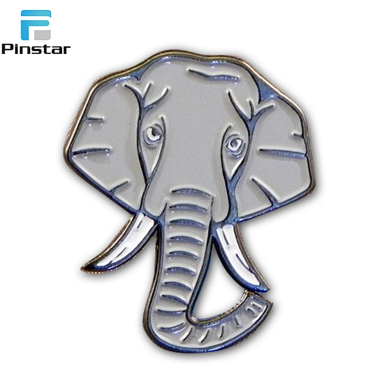 High quality custom enamel pin grey elephant animal lapel pin badge