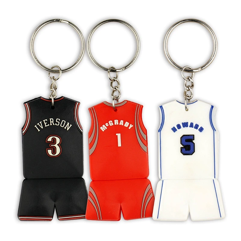 Cheap Custom basketball clothes 3D Rubber PVC keychains