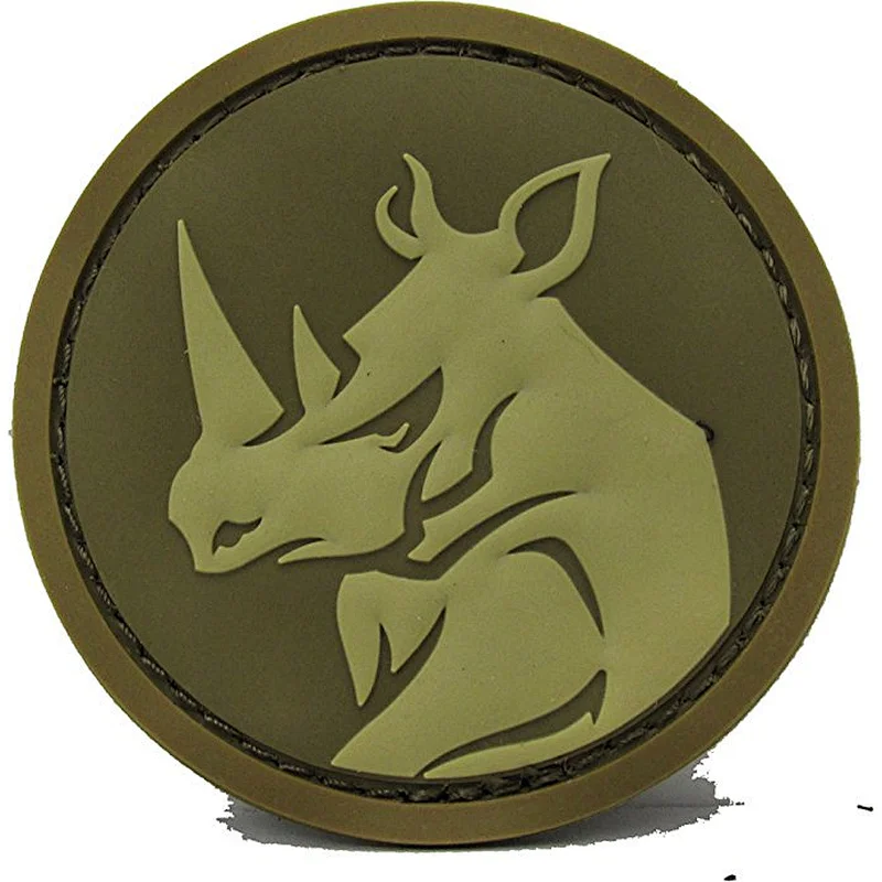 OEM round rhino shape custom rubber 3D soft pvc patch