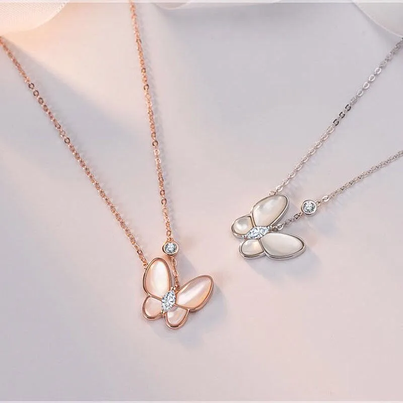 Rose Gold Color Silver Color Necklaces Butterfly Pendant Necklace