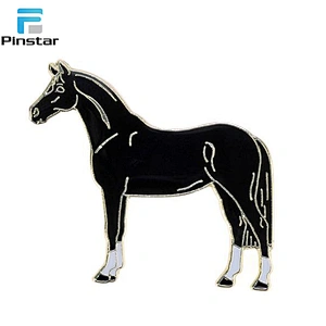High quality custom soft enamel red running horse gold plated lapel pin badge