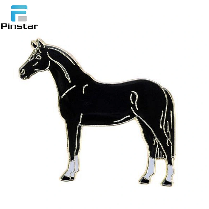 High quality custom soft enamel red running horse gold plated lapel pin badge