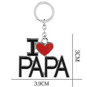 Factory Wholesale Father's/Mother's Day Gift I Love Mom/Dad/Mama/Papa Letter Pendant Keychain