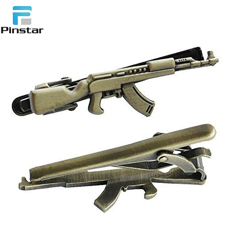 Wholesale custom personal 3D gun design mens metal tie clip