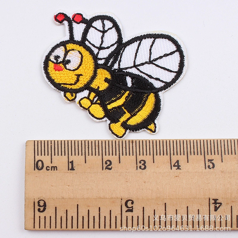 China bulk custom cartoon bee shape embroidery patches