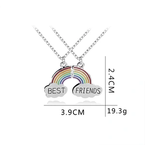 BEST FRIENDS rainbow design sliver plating pendant necklaces