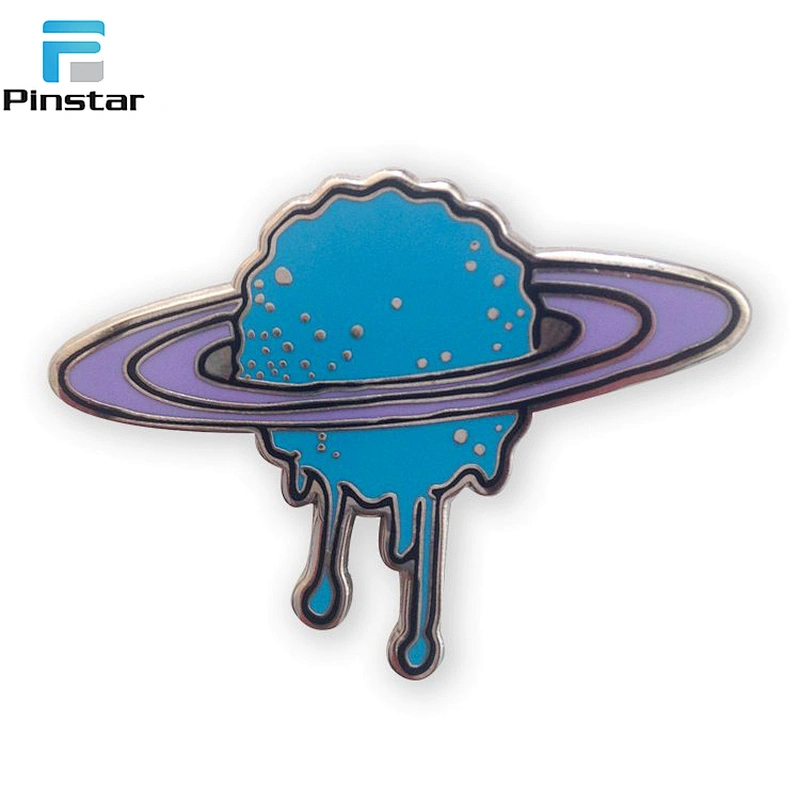 Factory price custom metal planet astronaut lapel pin badge with chain