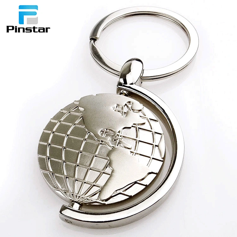 Wholesale cheap terrestrial globe style zinc alloy metal keychains
