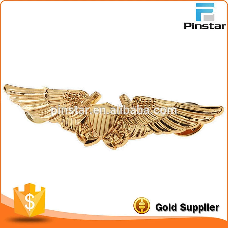 Personal Custom Exquisite Cheap Metal Pilot Wing Eagle Badge Pins