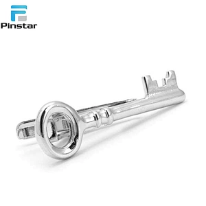 Personalized Silver Men Metal Stainless Steel Plain key shape Custom Tie Clips