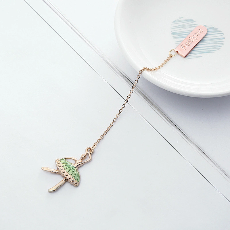 Gold Plating Ballerina Girl Pendant Bookmark
