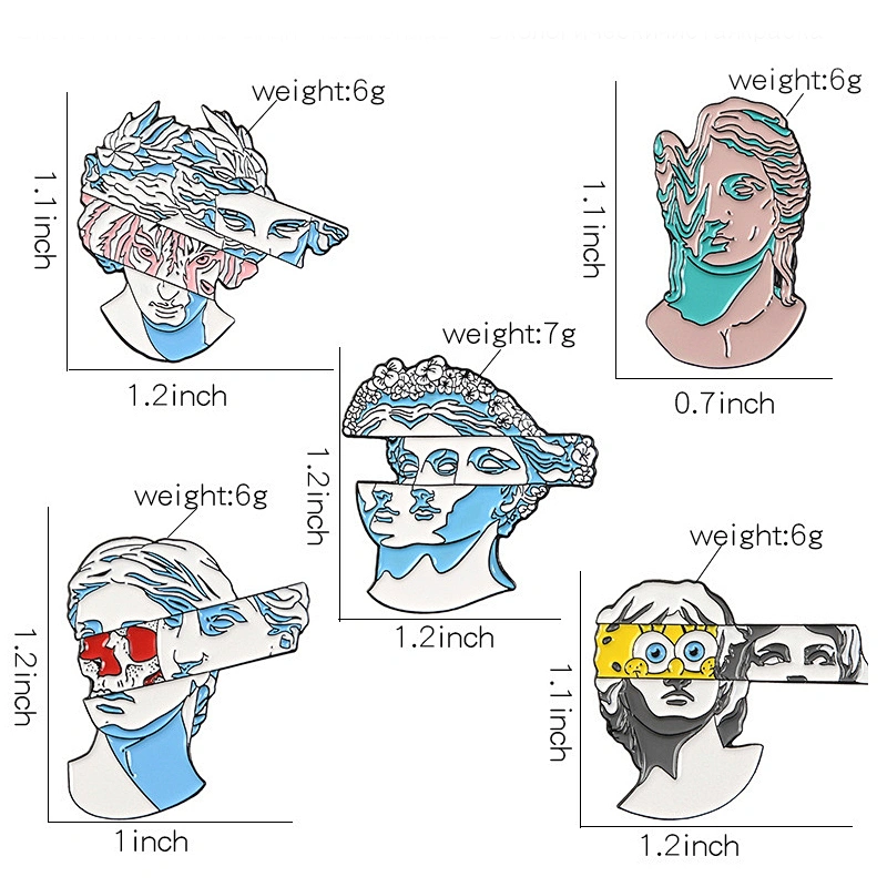 Wholesale Art Sculpture Soft Enamel Pins Custom Human Head Lapel Pin