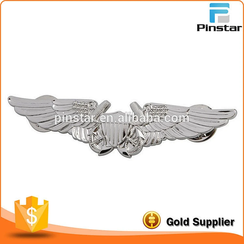 Personal Custom Exquisite Cheap Metal Pilot Wing Eagle Badge Pins