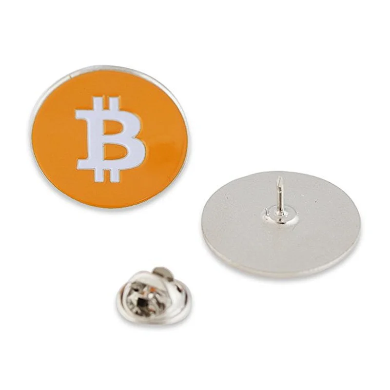high quality custom souvenir badge bitcoin shape lapel pin