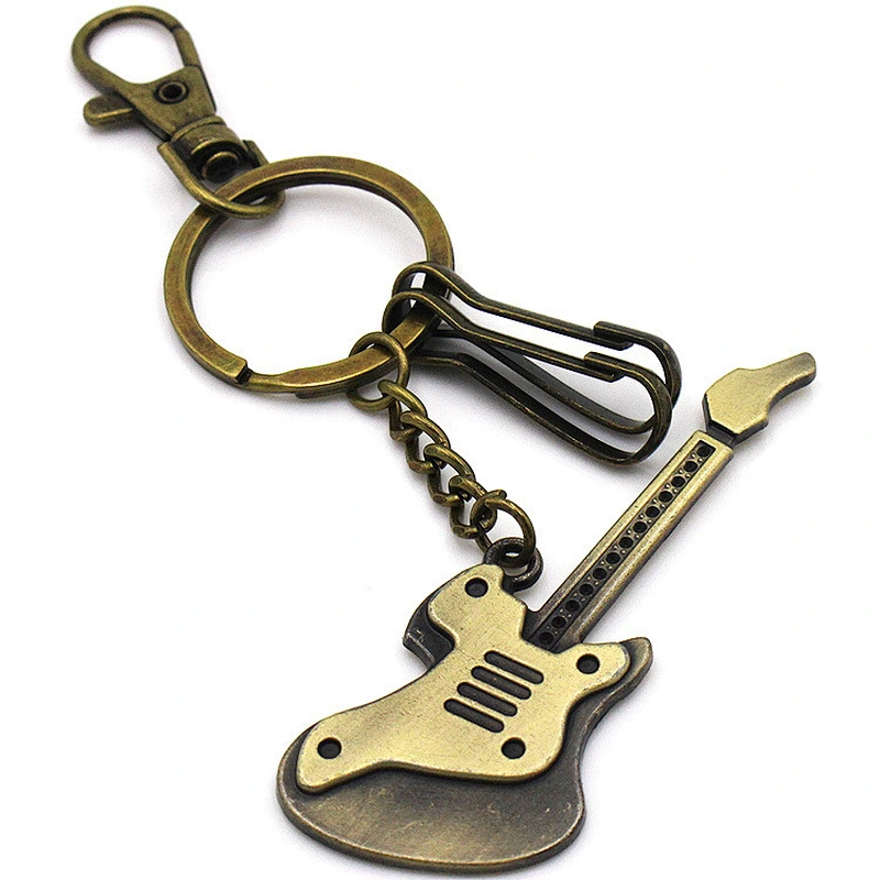 Unique retro guitar Customized bulk metal keychains