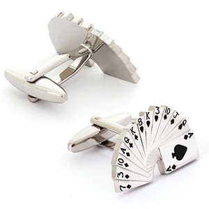 Wholesale Custom Made Logo Engravable Metal Poker Luxury Cufflinks