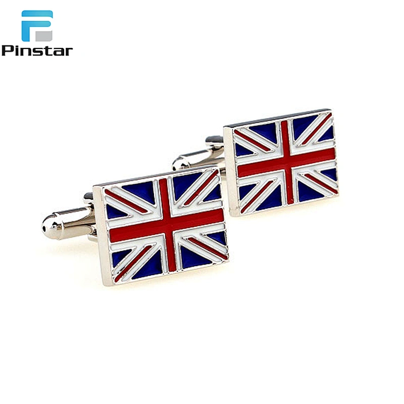 Simple bulk design England flag stainless steel cufflinks