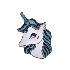 Hot Sale In Stock Fancy Unicorn Metal Brooch Pin Unicorn Head Soft Enamel Pin