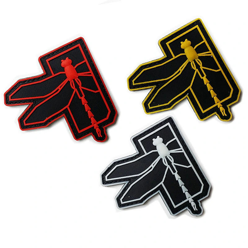 High quality custom dragonfly iron on pvc patches