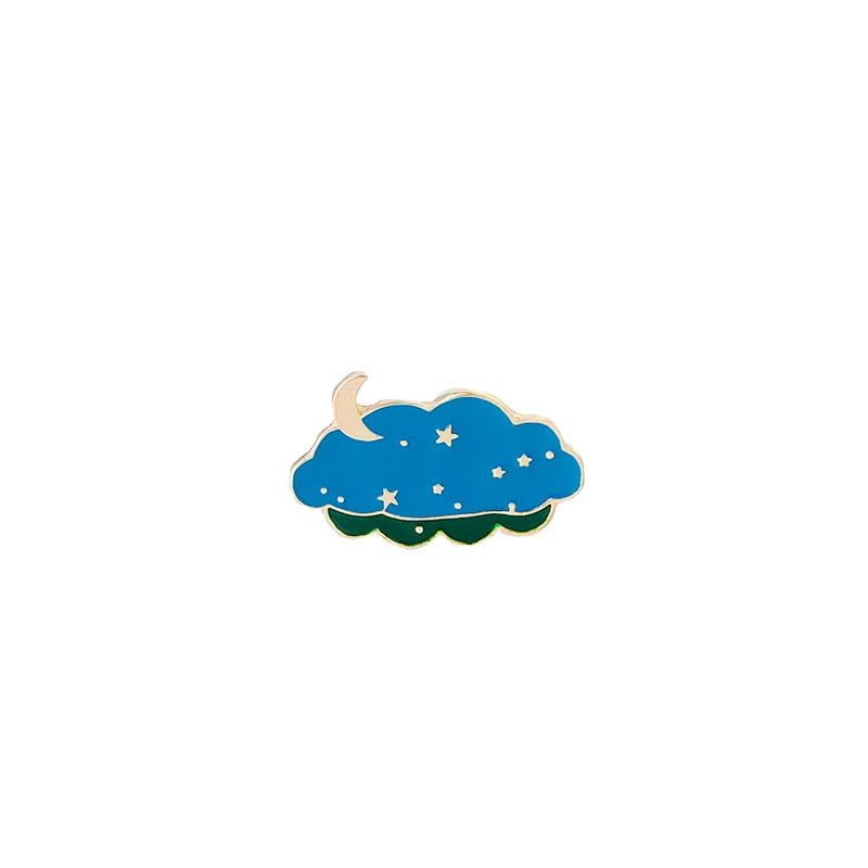 Blue Funny Cloud Lapel Pin with Stars and Moon