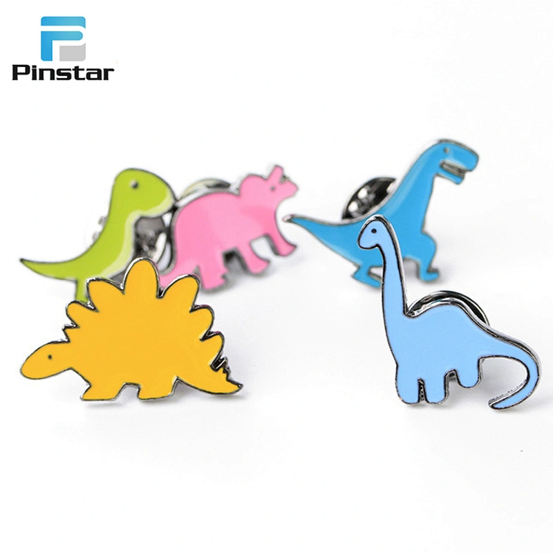 Wholesale In Stock Dino Badge Cute Kid Enamel Metal Dinosaur Lapel Pin