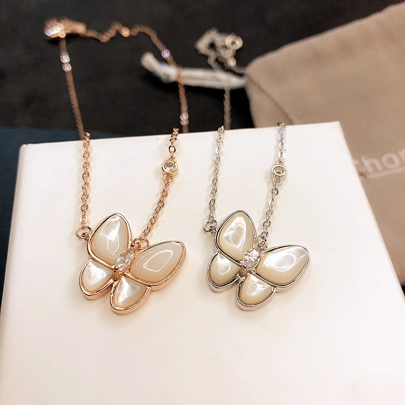 Rose Gold Color Silver Color Necklaces Butterfly Pendant Necklace