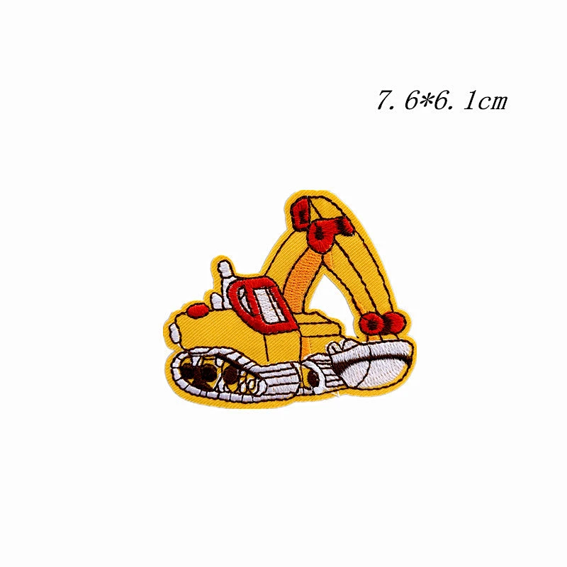 Wholesale In Stock No Minimum Anime Patch Embroidery Excavator Rooter Truck Iron On Patches