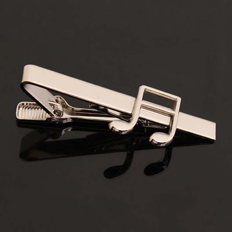 Wholesale custom music note shape design sliver metal tie clip