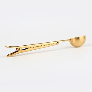 Gold Color Stainless Steel Long Handle Kitchens Measuring Spoon with Clip
