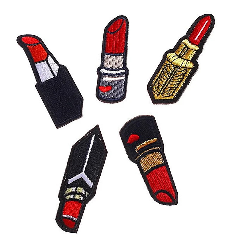 High Quality Free Girl Lipstick Shape Embroidery Patches