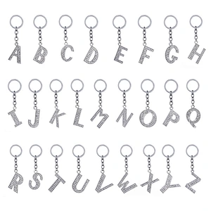 Wholesale In Stock No Mold Fee Diamond Alhabet Letters Letter M Keychain