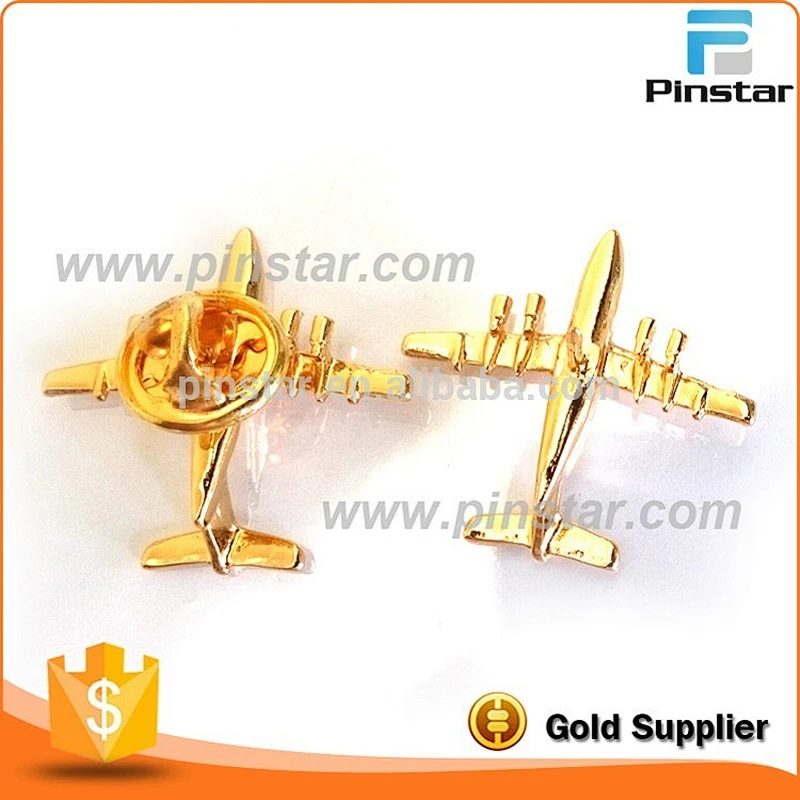 Custom gold plated zinc alloy metal airbus badge