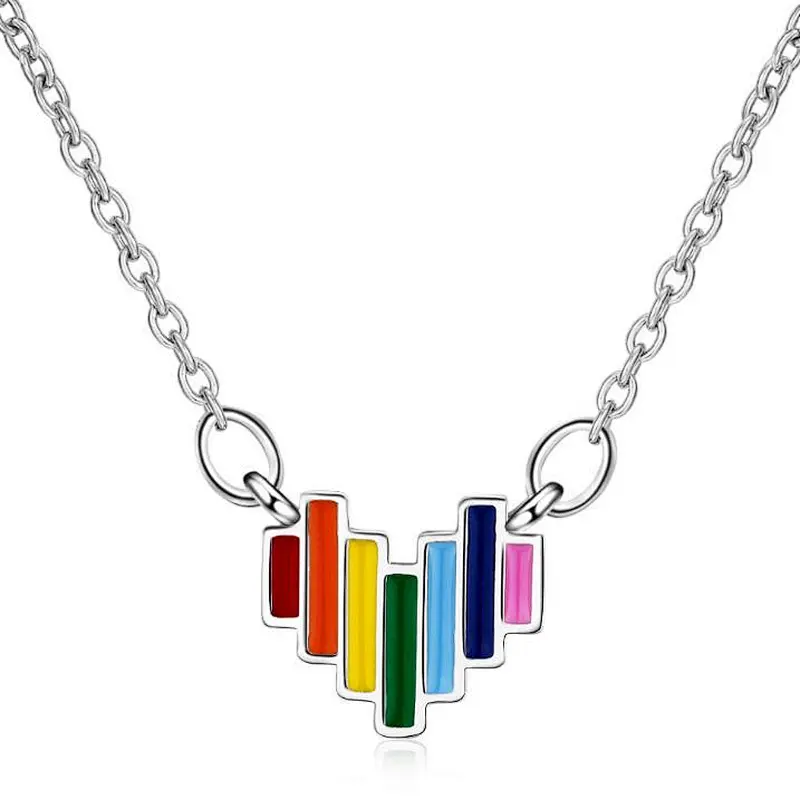 Fashion LGBT rainbow metal enamel plating Necklace Pendant