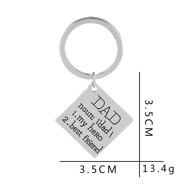 Custom Personalized Gift Father's Day Metal Keyring Necklace DAD Keychain