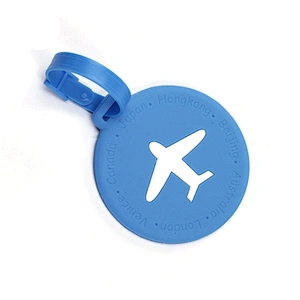 Cheap Bulk Round Airplane PVC Rubber Custom Luggage Tag