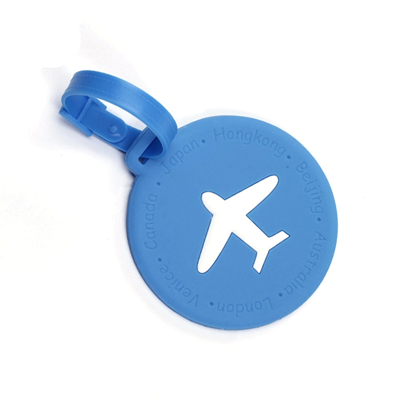 Cheap Bulk Round Airplane PVC Rubber Custom Luggage Tag