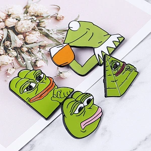 Factory Wholesale In Stock Cheap Price Sad Smug Pepe The Frog Enamel Lapel Pin
