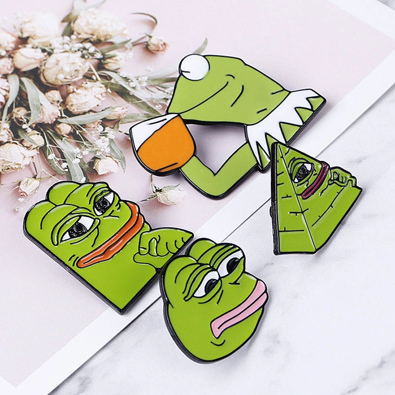 Factory Wholesale In Stock Cheap Price Sad Smug Pepe The Frog Enamel Lapel Pin