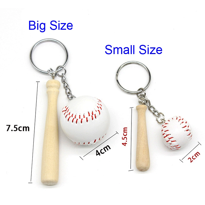 Wholesale In Stock Cheap Sports Wooden Bat Keyring Wood Baseball Bat Keychain
