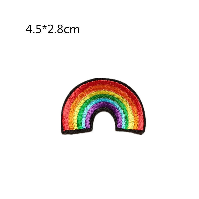 Wholesale In Stock No Minimum Embroidered Badge Embroidery Rainbow Iron On Patches