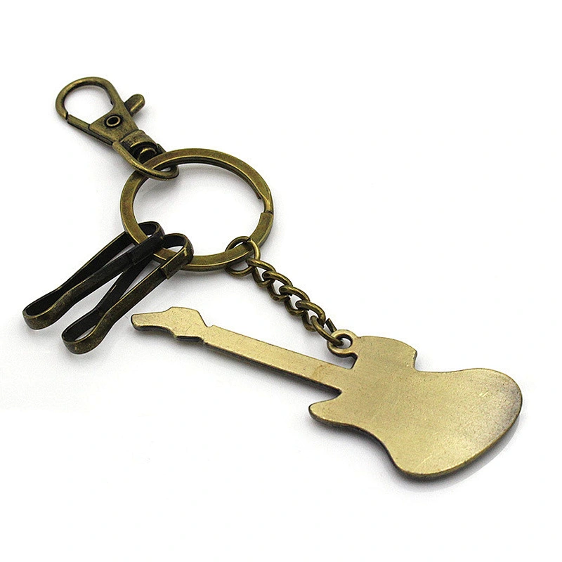 Unique retro guitar Customized bulk metal keychains
