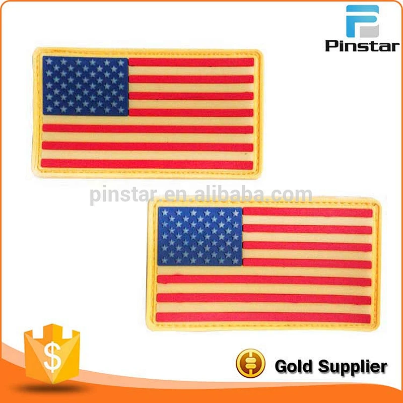 Soft rubber PVC US flag garment patch label
