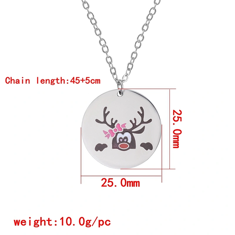 Christmas Gift Drop Oil Stainless Steel Necklace