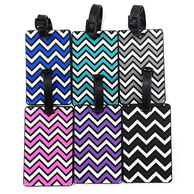 Wholesale promotional custom stripe shape rubber luggage tag