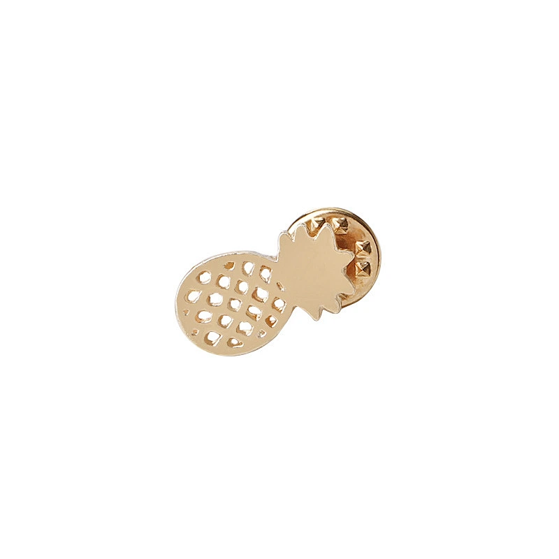 Gold Hollow Pineapple and Cactus Lapel Pin
