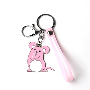 Pink Gray Keychain rat Year of the Rat Keychain 2020 Zodiac Keychains